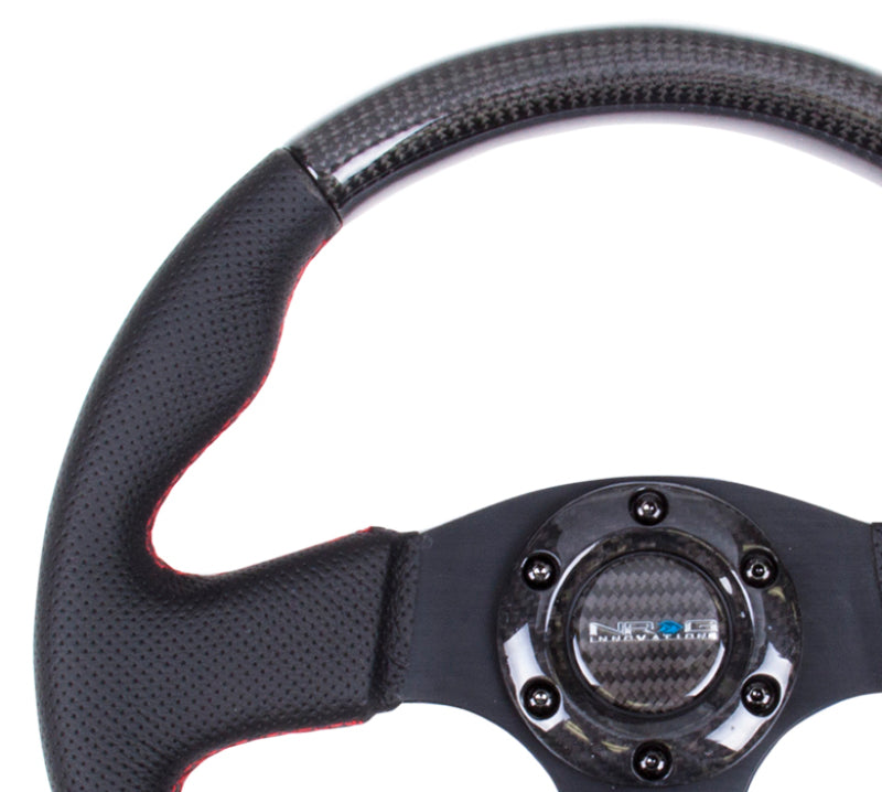 NRG Carbon Fiber Steering Wheel 315mm W/ Red Stitching ST-310CFRS Photo - Primary