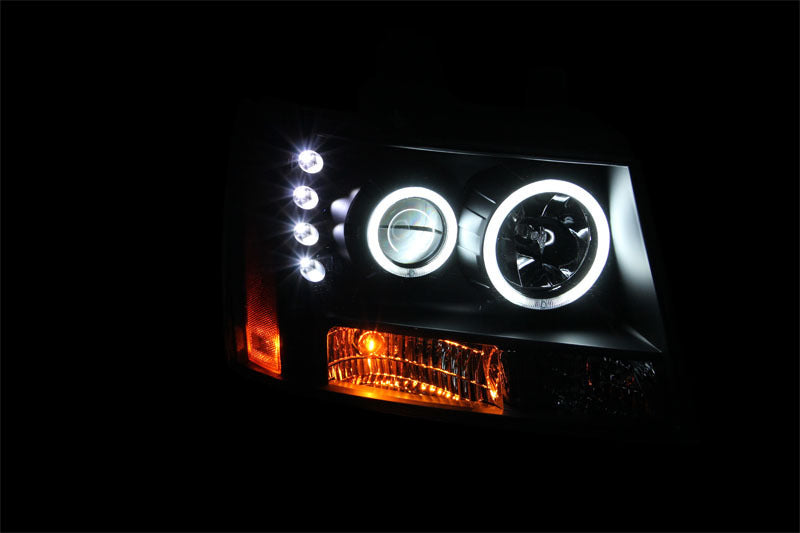 Anzo 2007-2013 Chevrolet Avalanche Projector Headlights w/ Halo Black(CCFL) 111109 Photo - Mounted