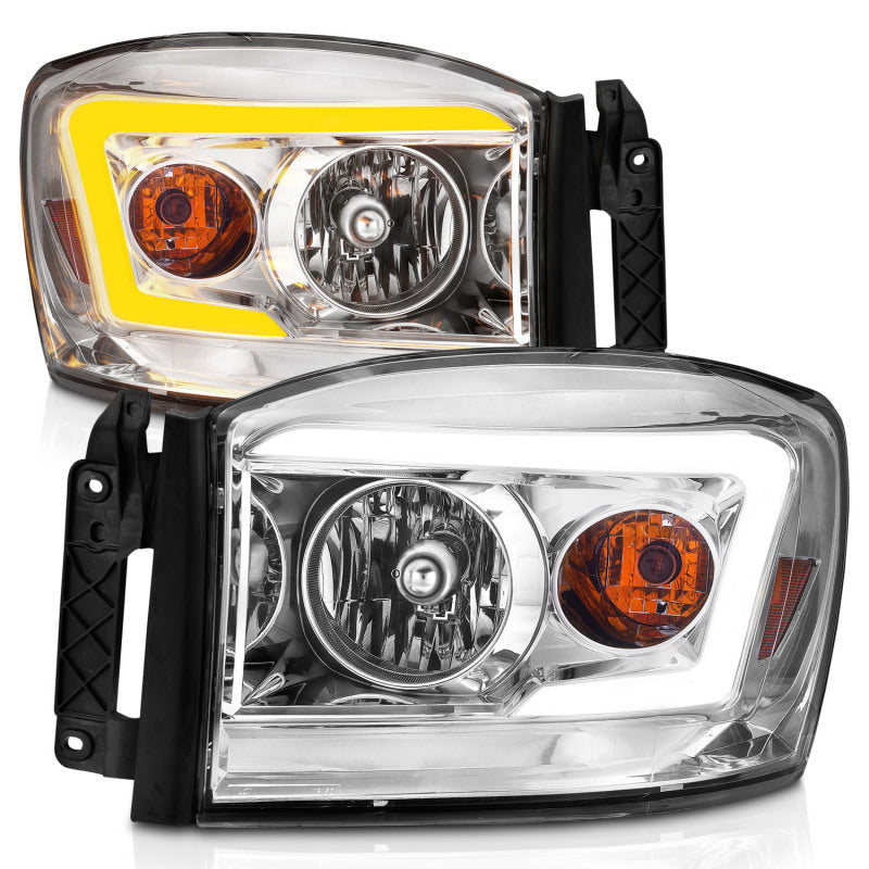 Anzo 06-09 Dodge RAM 1500/2500/3500 Headlights Chrome Housing/Clear Lens (w/Switchback Light Bars) 111527 111527 Photo - Unmounted