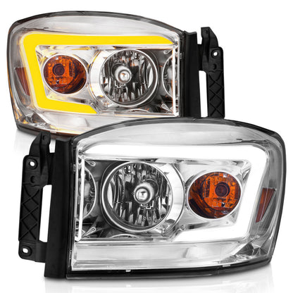 Anzo 06-09 Dodge RAM 1500/2500/3500 Headlights Chrome Housing/Clear Lens (w/Switchback Light Bars) 111527 111527 Photo - Unmounted