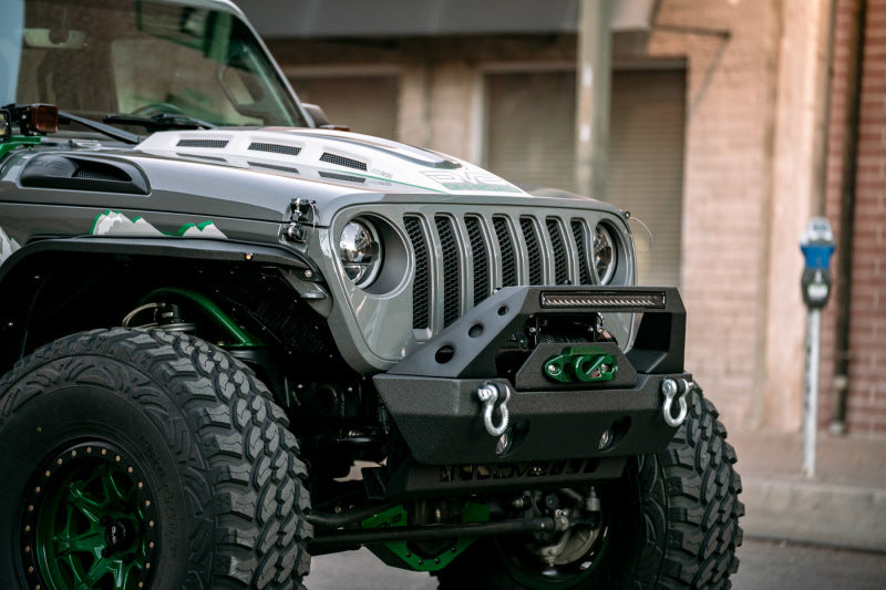 DV8 Offroad 18+ Jeep JL Heat Dispersion Hood - Primer Black HDMBJL-01 HDMBJL-01 Photo - Mounted