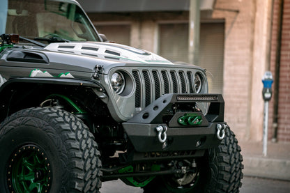 DV8 Offroad 18+ Jeep JL Heat Dispersion Hood - Primer Black HDMBJL-01 HDMBJL-01 Photo - Mounted