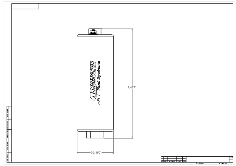 Aeromotive A750 Fuel Pump (black) 11103 Technical Drawing
