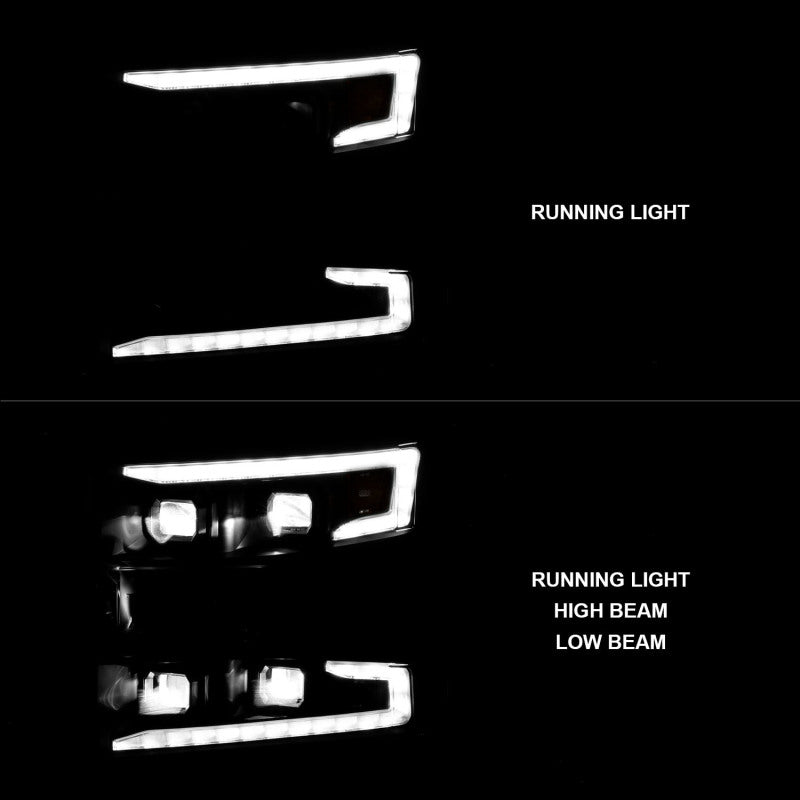 ANZO 19-22 Chevrolet Silverado 1500 LED Proj HL w/Lgt Bar SwBk Seq. Blk w/In. Light - Passenger Side 111566-R 111566-R Photo - Unmounted