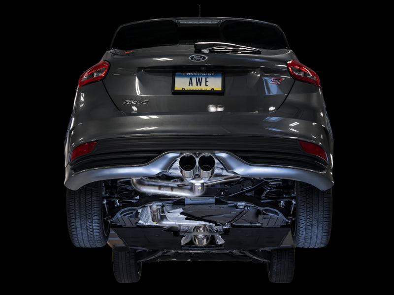 AWE Tuning Ford Focus ST Track Edition Cat-back Exhaust - Chrome Silver Tips 3020-32034 3020-32034 Photo - Mounted