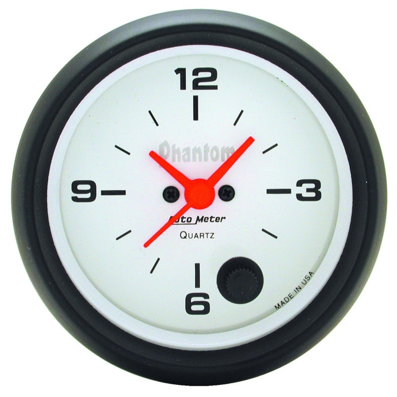 Autometer Gauge, Clock, 2 5/8", 12Hr, Analog, Phantom 5885 Photo - Primary
