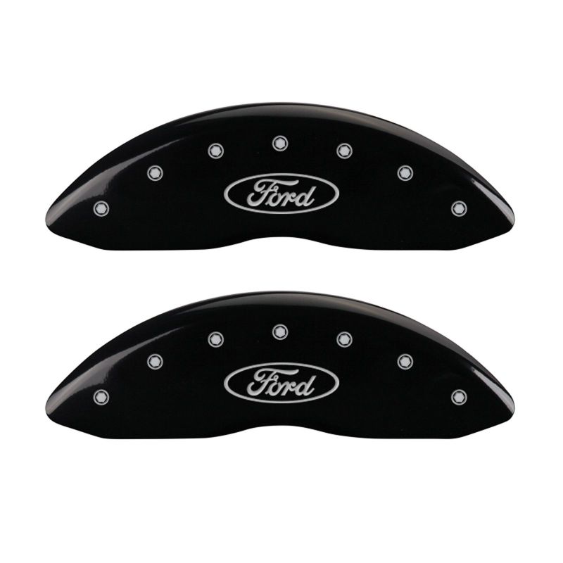 MGP 4 Caliper Covers Engraved Front & Rear Oval logo/Ford Black finish silver ch 10005SFRDBK 10005SFRDBK Photo - Primary
