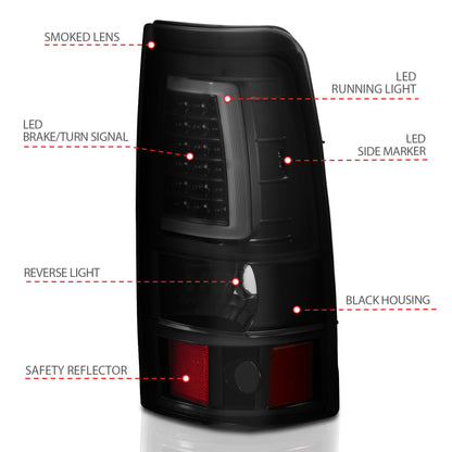 ANZO 2003-2006 Chevy Silverado 1500 LED Taillights Plank Style Black w/Smoke Lens 311334 311334 User 3