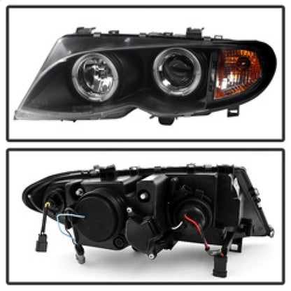 Spyder BMW E46 3-Series 02-05 4DR Projector Headlights 1PC LED Halo Blk PRO-YD-BMWE4602-4D-AM-BK 5042415 5042415 Photo - Unmounted