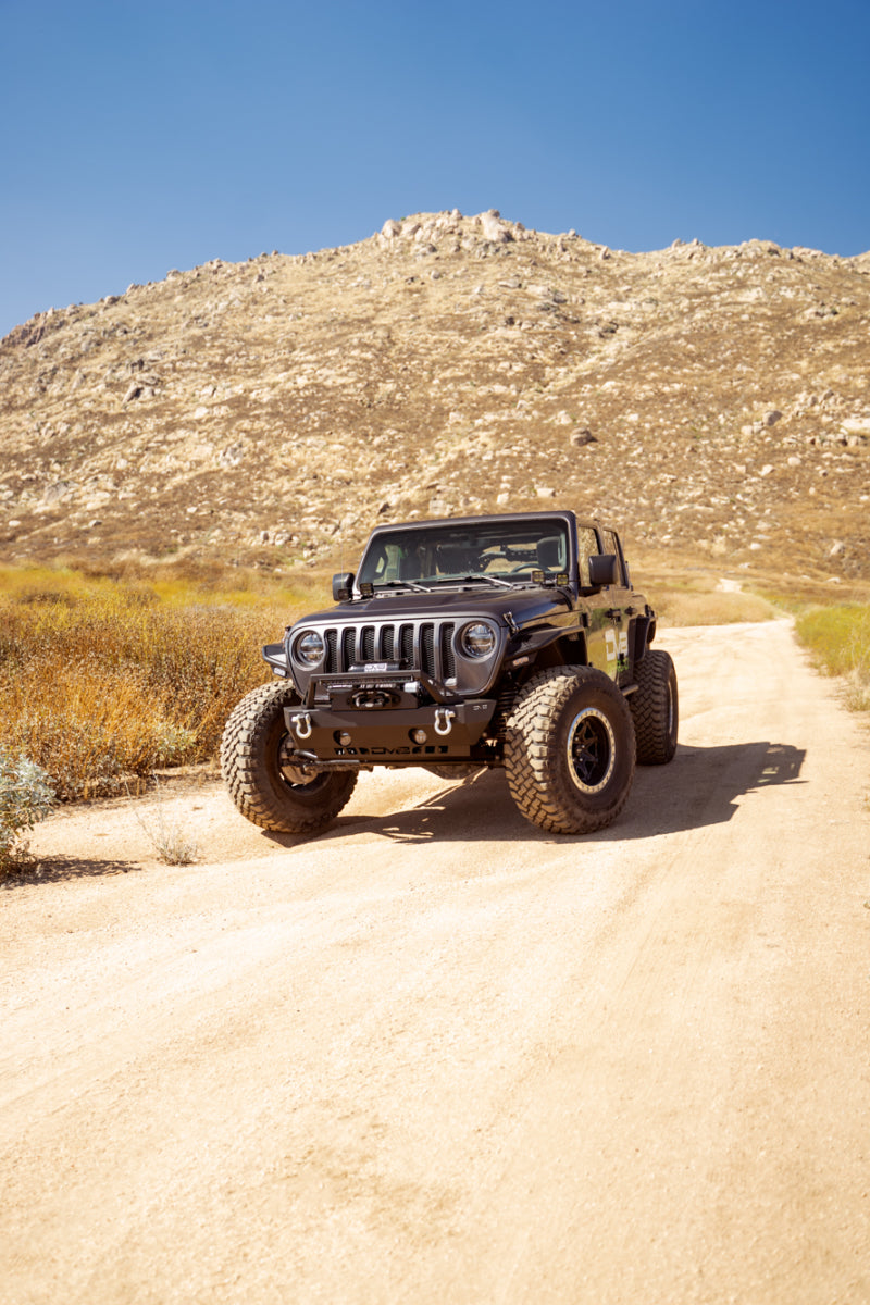 DV8 Offroad 07-23 Jeep Wrangler/Gladiator JT/JK/JL FS-25 Stubby Front Bumper w/Plated Bull Bar FBJL-06 FBJL-06 Photo - Unmounted