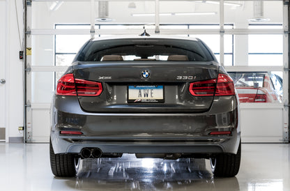 AWE Tuning BMW F3X 28i / 30i Touring Edition Axle-Back Exhaust Single Side - 80mm Silver Tips 3010-22022 3010-22022 Photo - Mounted