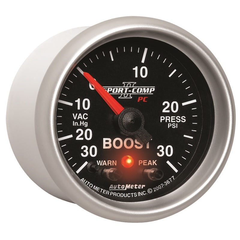 Autometer Gauge, Vac/Boost, 2 1/16", 30inHg-30psi, Stepper Motor w/Peak & Warn, 3677 User 5