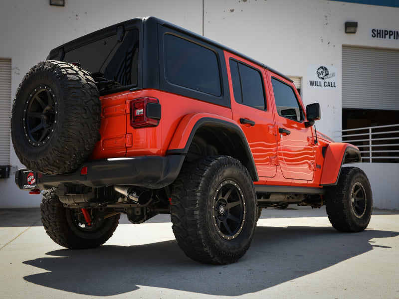 aFe 20-21 Jeep Wrangler Large Bore-HD 3in 304 Stainless Steel DPF-Back Exhaust System - Black Tip 49-38092-B 49-38092-B Photo - Mounted