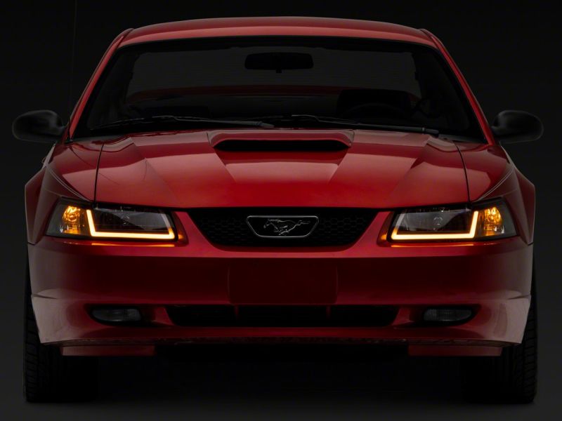 Raxiom 99-04 Ford Mustang Axial Series Headlights w/ Sequential LED Bar- Blk Housing (Clear Lens) 422713 422713 Photo - Close Up