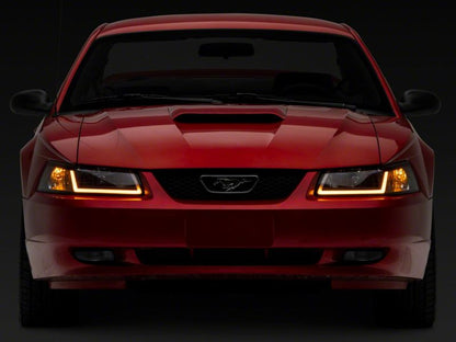Raxiom 99-04 Ford Mustang Axial Series Headlights w/ Sequential LED Bar- Blk Housing (Clear Lens) 422713 422713 Photo - Close Up