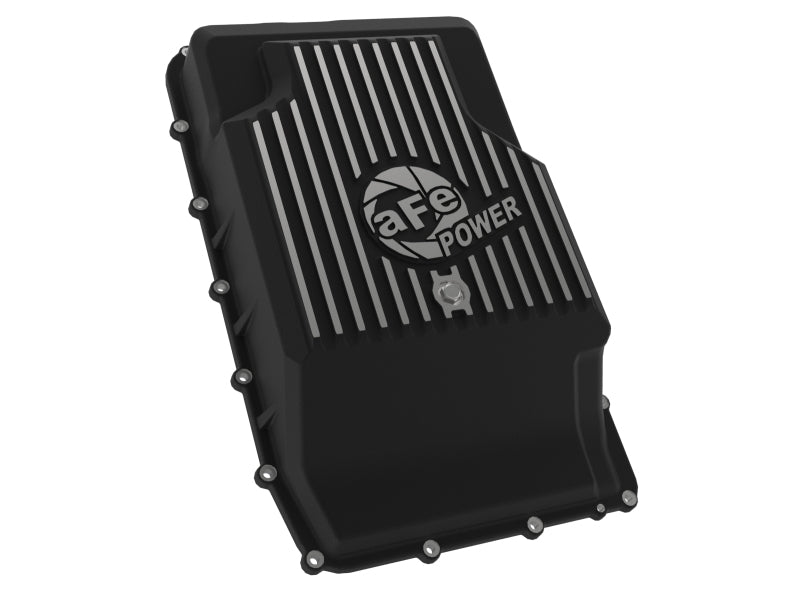 aFe 17-24 Ford F-150 10R60/10R80 Pro Series Rear Transmission Pan Black w/ Machined Fins 46-71330B 46-71330B Photo - Unmounted