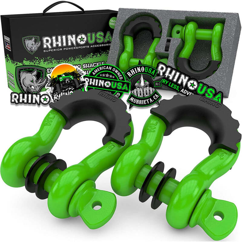 Rhino USA 3/4In D-Ring Shackle Set (2-Pack)(Green) RNO-GRN-SHACKLES RNO-GRN-SHACKLES Photo - Primary