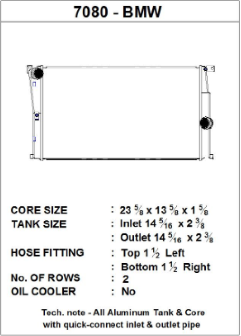 CSF BMW 2 Seires (F22/F23) / BMW 3 Series (F30/F31/F34) / BMW 4 Series (F32/F33/F36) M/T Radiator 7080 7080 Photo - Primary