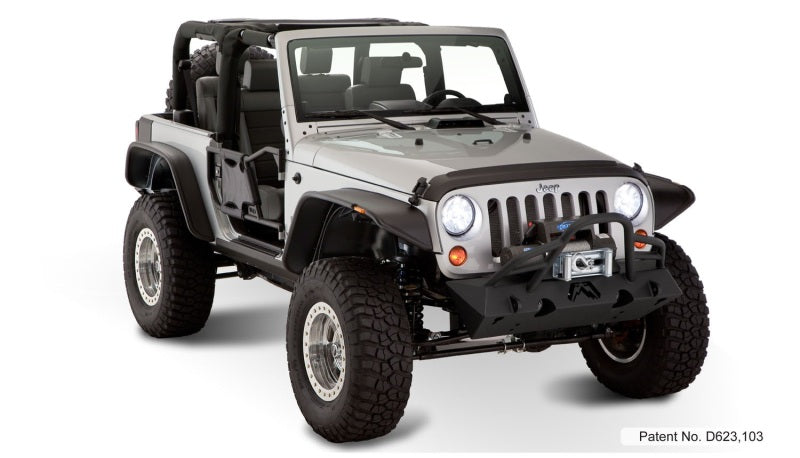 Bushwacker 07-18 Jeep Wrangler Flat Style Flares 4pc Fits 2-Door Sport Utility Only - Black 10919-07 10919-07 Photo - Mounted