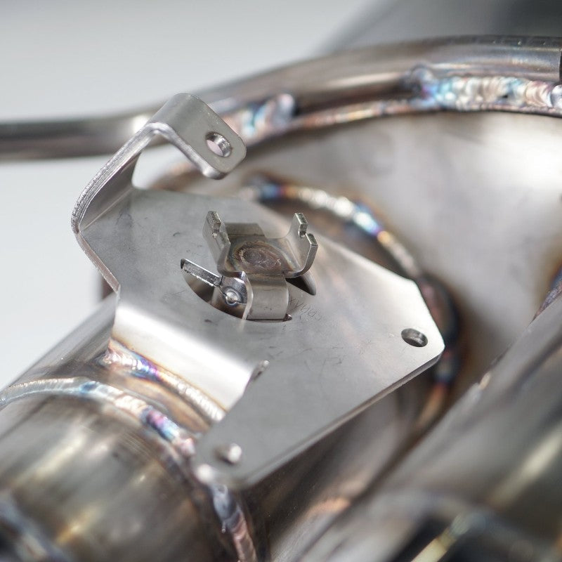Stainless Works 18+ Ford Mustang GT Redline Cat-Back Performance Connect H-Pipe w/ Active Valves M18CBHPCV M18CBHPCV Photo - Close Up