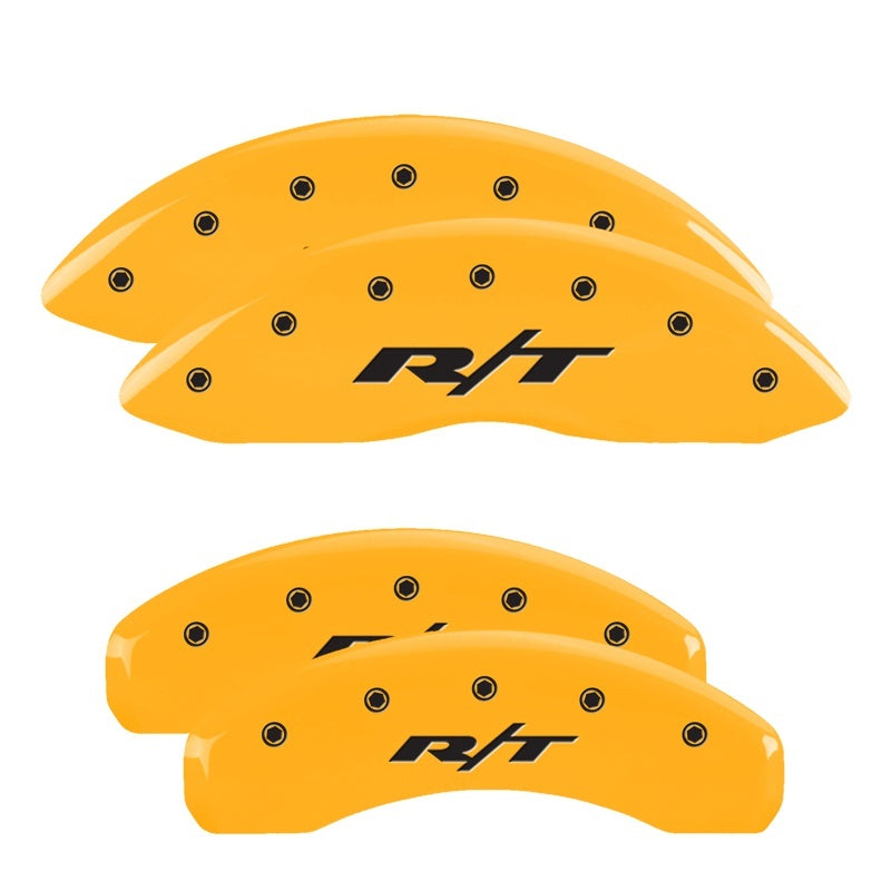 MGP 4 Caliper Covers Engraved Front & Rear 11-18 Dodge Durango Yellow Finish Black RT1-Truck Logo 12204SRT1YL 12204SRT1YL Photo - Primary