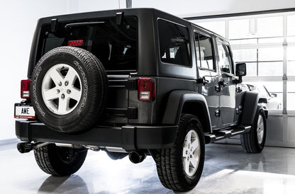 AWE Tuning 07-18 Jeep Wrangler JK/JKU 3.6L Tread Edition Axle-Back Dual Exhaust - Diamond Black Tips 3015-33003 3015-33003 Photo - Mounted
