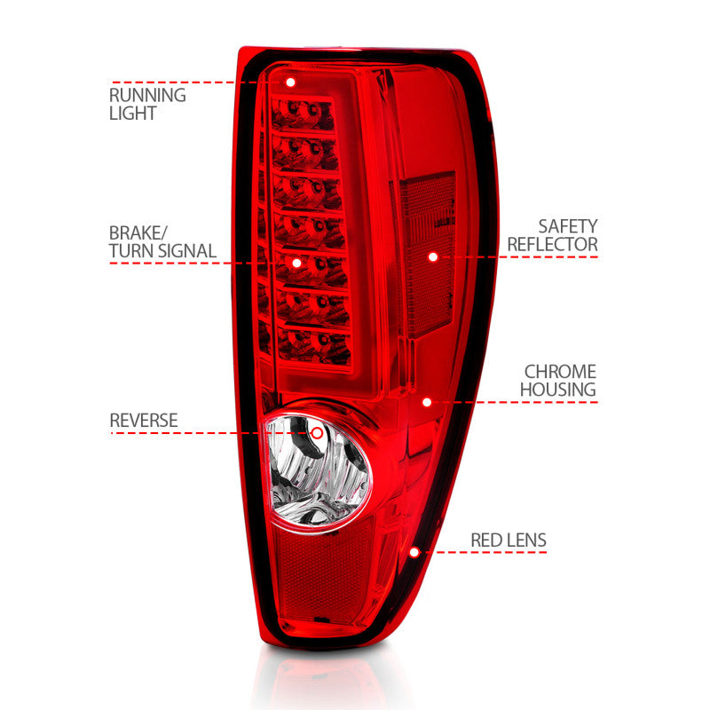 ANZO 2004-2012 Chevrolet Colorado/ GMC Canyon LED Tail Lights w/ Light Bar Chrome Housing Red/Clear 311384 311384 User 3