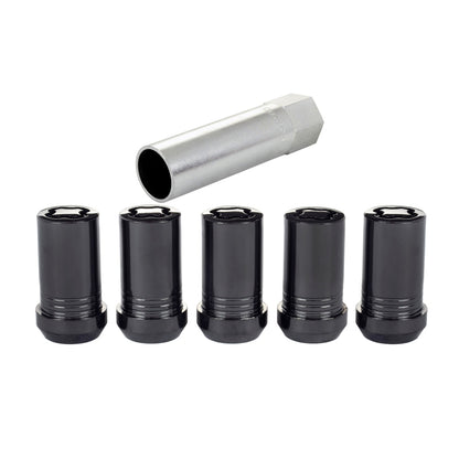 McGard Wheel Lock Nut Set - 5pk. (Cone Seat Tuner) M14X1.5 / 22mm Hex / 1.648in OAL - Black 25515BK 25515BK Photo - out of package