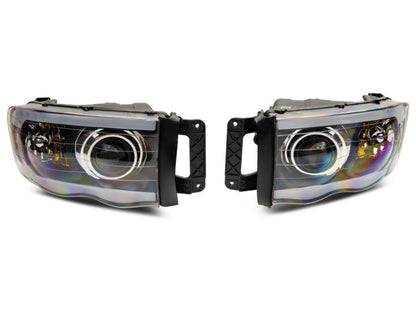 Raxiom 02-05 Dodge RAM 1500 LED Projector Headlights w/ SEQL LED Bar- Blk Housing (Clear Lens) R131478 R131478 Photo - Close Up