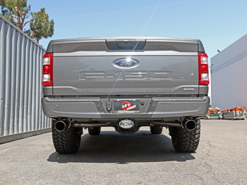 aFe Vulcan 3in 304 SS Cat-Back Exhaust 2021 Ford F-150 V6 2.7L/3.5L (tt)/V8 5.0L w/ Black Tips 49-33127-B 49-33127-B Photo - Mounted
