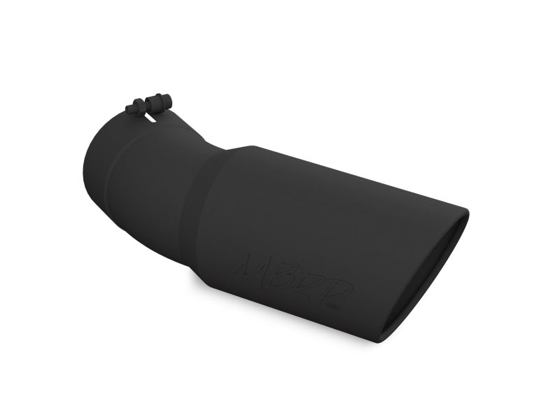 MBRP Universal Tip 6in OD 5in Inlet 15.5in Length 30 Deg Bend Angled Rolled T5154BLK Photo - Primary