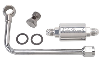 Edelbrock 3/8" Hard Fuel Line with -6 B-Nut & Polished Filter 8131 Photo - Primary