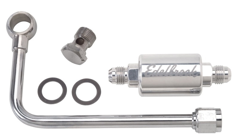 Edelbrock 3/8" Hard Fuel Line with -6 B-Nut & Polished Filter 8131 Photo - Primary