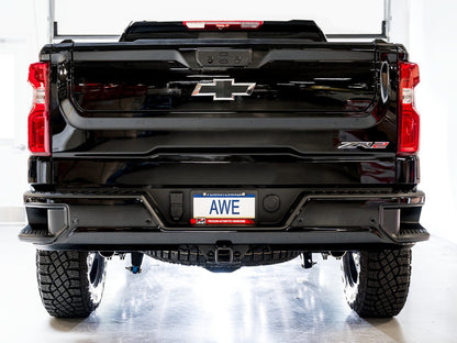 AWE Tuning 22-23 GMC Sierra 1500 AT4X 6.2L 0FG Catback Split Dual (Flat Bumper) - Bashguard(No Tips) 3015-31972 3015-31972 Photo - Mounted