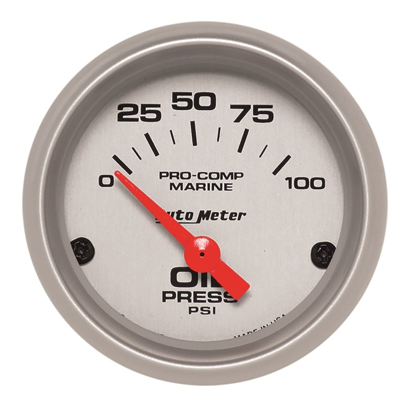 Autometer Gauge, Oil Pressure, 2 1/16", 100Psi, Electric, Marine Silver 200758-33 User 1