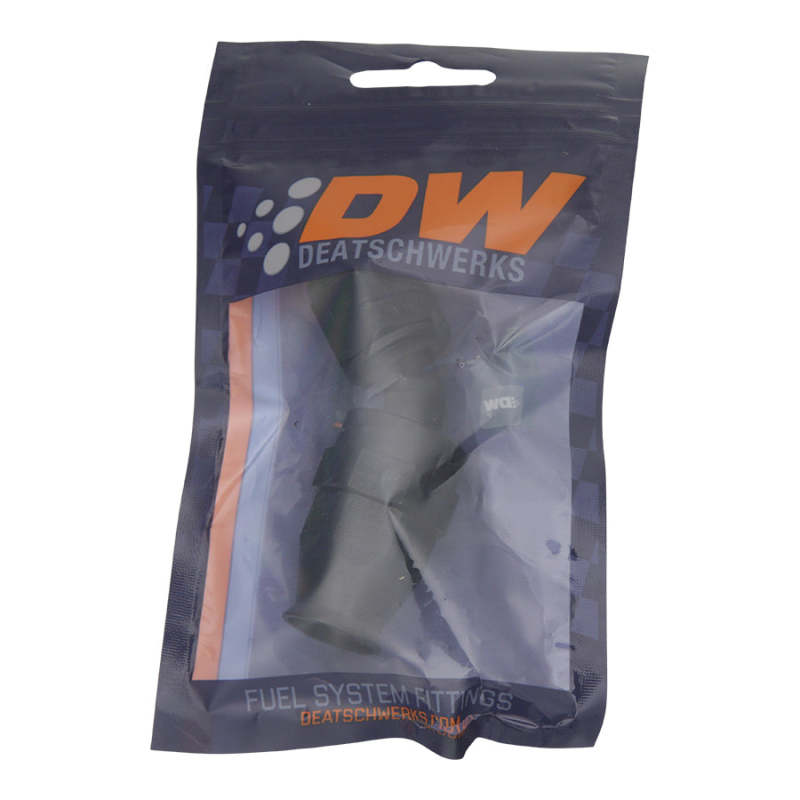 DeatschWerks 8AN Female Swivel 45-Degree Hose End PTFE (Incl 1 Olive Insert) - Anodized Matte Black 6-02-0855-B 6-02-0855-B Photo - lifestyle view