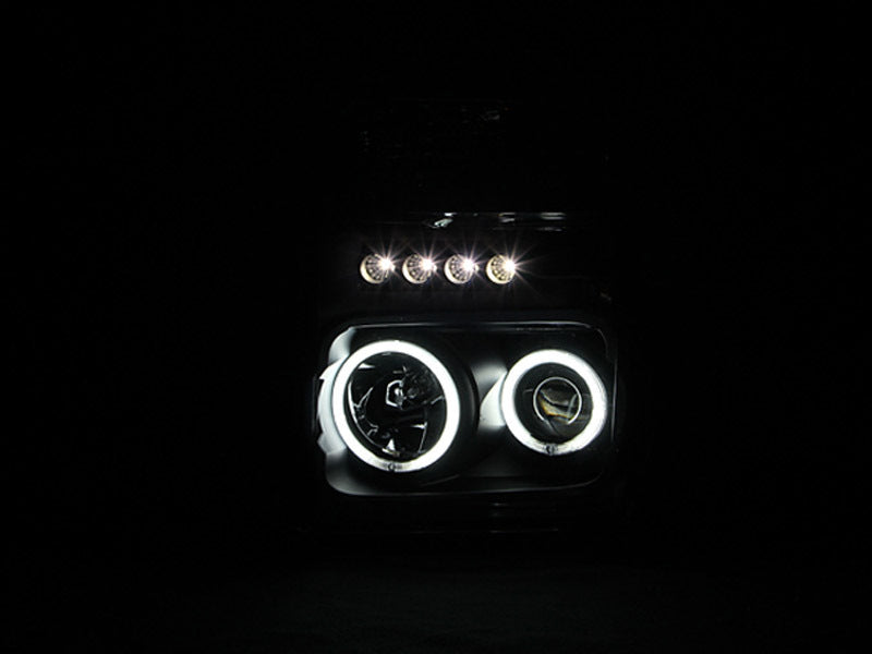 Anzo 2008-2010 Ford F-250 Projector Headlights w/ Halo Black (CCFL) 111168 Photo - Mounted