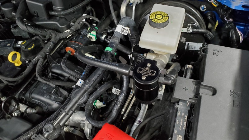 J&L 2021.5-2022 Ford Bronco 2.3L EcoBoost Oil Separator 3.0 Passenger Side - Black Anodized 3075P-B 3075P-B Photo - Mounted