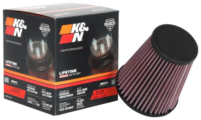 K&N Engineering K&N Universal Clamp-On Air Filter 2-3/4in FLG / 5-1/16in B / 3-1/2in T / 5-1/2in H RU-5131 RU-5131 Photo - out of package