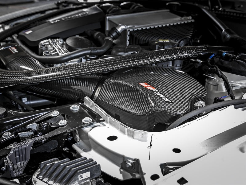 aFe Momentum Pro 5R Cold Air Intake System BMW M3/M4 (F80/82/83) 15-17 L6- 54-76305-CF Photo - Mounted