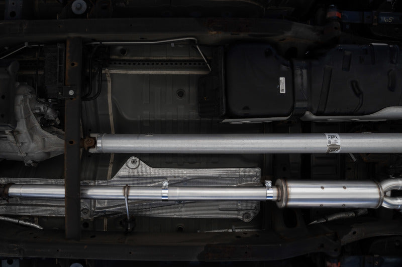MBRP 19-21 Chevy Silverado 1500 6.2L 2.5in Dual Split Rear Cat Back w/ Quad Carbon Fiber Tips- T304 S50053CF S50053CF Photo - Mounted