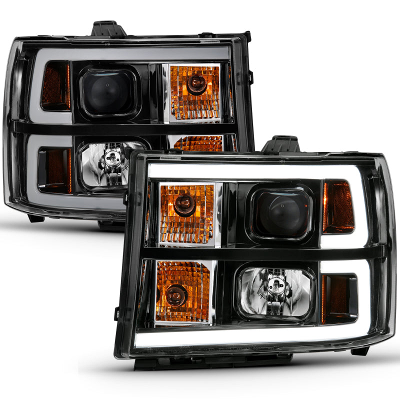 ANZO 2007-2013 Gmc Sierra 1500 Projector Headlight Plank Style Black w/ Clear Lens Amber 111482 111482 Photo - Unmounted