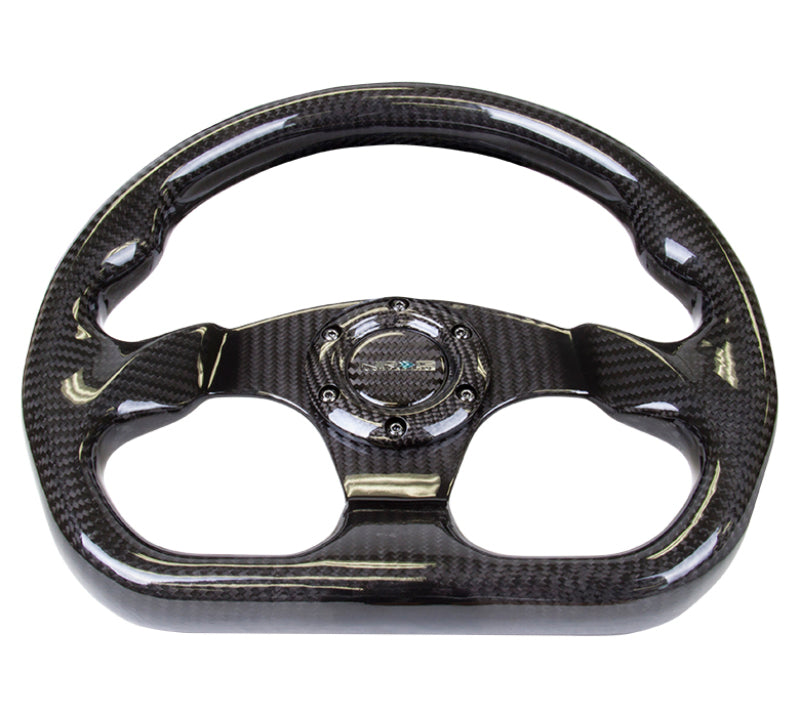 NRG Carbon Fiber Steering Wheel (320mm) Flat Bottom w/Shiny Black Carbon ST-009CF/BK ST-009CF/BK Photo - Primary