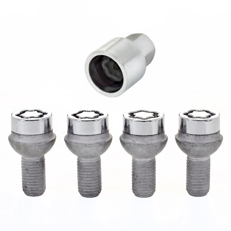 McGard Wheel Lock Bolt Set - 4pk. (Radius Seat) M12X1.5 / 17mm Hex / 20.6mm Shank Length - Chrome 28176 28176 Photo - out of package