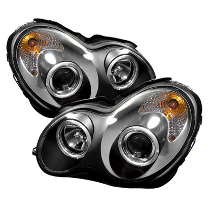 Spyder Mercedes Benz C-Class 01-05 4 DrProjector Headlights Halogen LED Halo Blk PRO-YD-MBW203-HL-BK 5011251 5011251 Photo - Primary