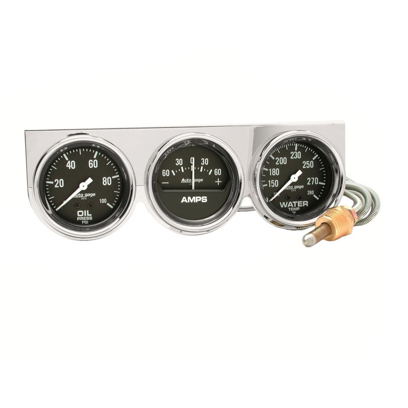 Autometer Gauge Console, Oilp/wtmp/amp, 2 5/8", 100psi/280 Deg F/60a, Blk Dial 2395 Photo - Primary