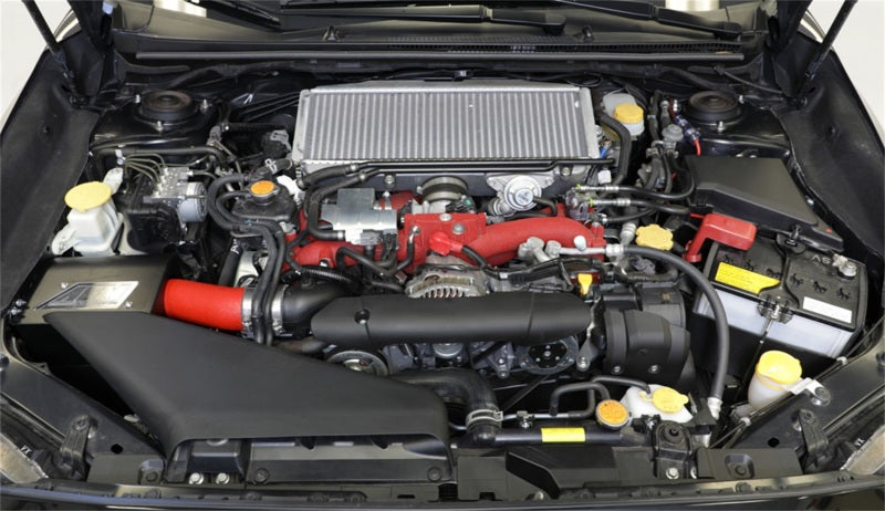 AEM Induction AEM 2018 Subaru WRX STI 2.5L H4 F/I Cold Air Intake System - Wrinkle Red 21-836WR 21-836WR Photo - Mounted