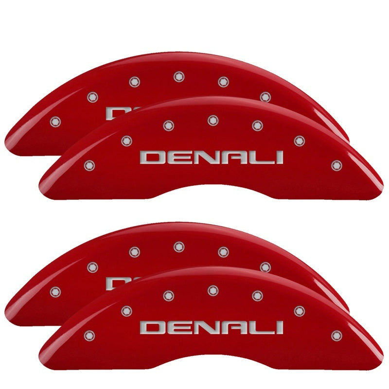 MGP 4 Caliper Covers Engraved Front & Rear Red Finish Silver Characters for 20-22 GMC Sierra 2500HD 34219SDNLRD 34219SDNLRD Photo - Primary