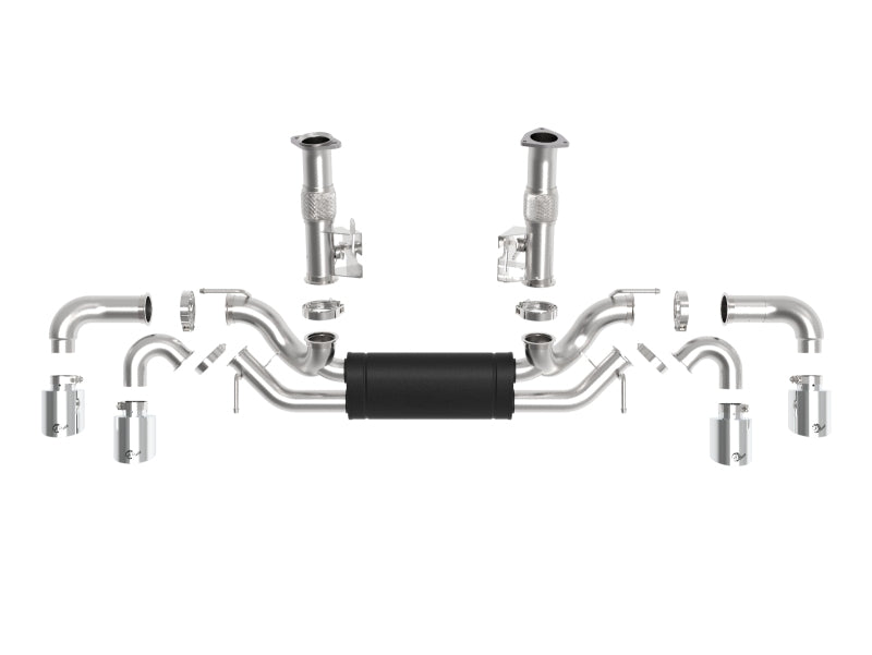 aFe MACH Force-Xp 2-1/2in 304SS Cat-Back 2020 Chevy Corvette (C8) 6.2L - Polished Tip 49-34127-P 49-34127-P Photo - Unmounted