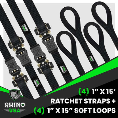 Rhino USA Medium Duty Ratchet Strap Tie-Down 4-Pack (Black) GMG-R1-4PACK GMG-R1-4PACK User 1